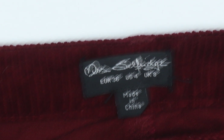 Miss Selfridge Women’s Red Corduroy Mini Skirt UK 8 Mid Rise