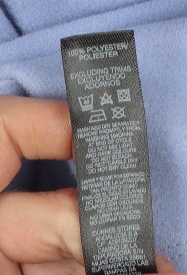 Dunnes Women Blue Mid-Length Overcoat Size L Polyester Button Front