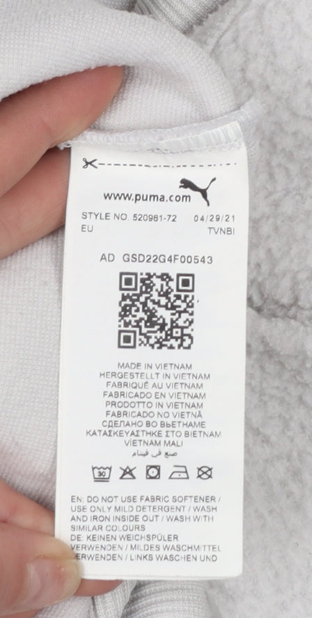 Puma Women Grey Fleece Pullover Sweatshirt Medium Polyester