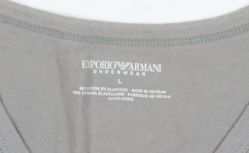 Emporio Armani Men’s Grey V-Neck Short Sleeve T-Shirt Size L