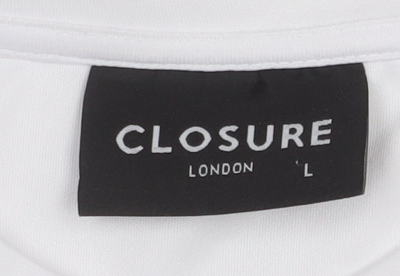 Closure London Men's White Graphic Print Crew Neck T-Shirt L
