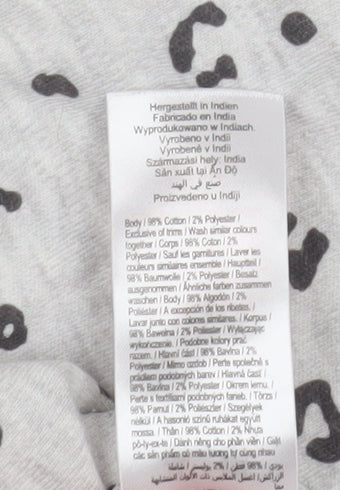 F&F Unisex Baby Grey Animal Print Romper 3-6 Months Cotton Blend Summer