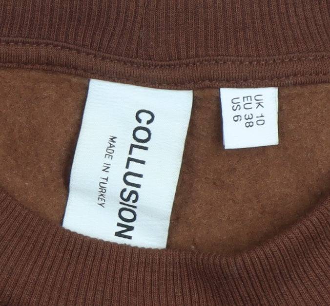 Collusion Women Brown Logo Pullover Sweatshirt UK 10
