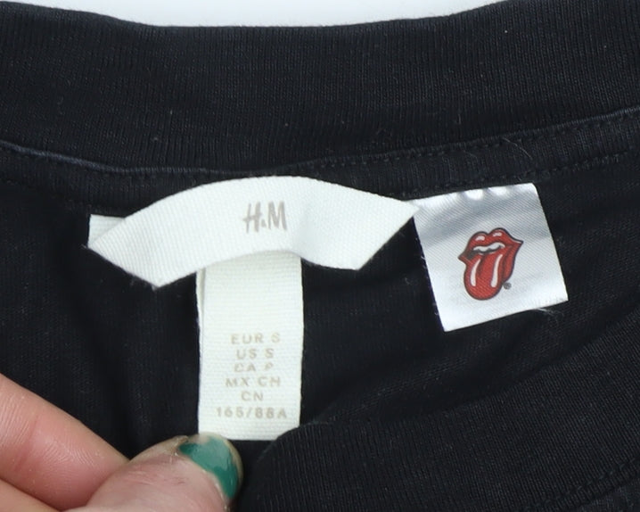 H&M Men's Black Rolling Stones Graphic Rock Band T-Shirt Size S