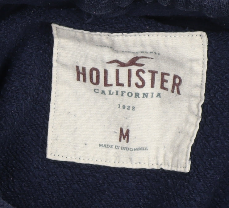 Hollister Men’s Blue Pullover Hoodie M Logo Fleece Sweatshirt