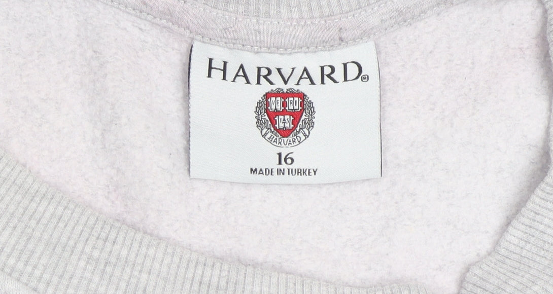 Harvard Women's Grey Pullover Sweatshirt Size 16 Cotton Blend