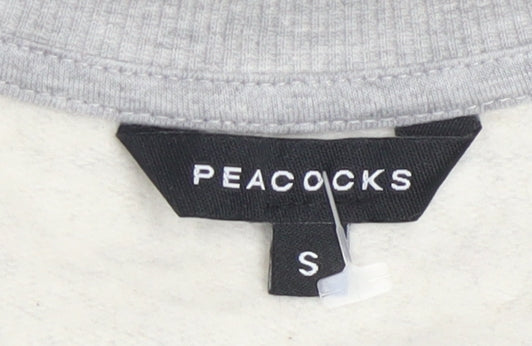 Peacocks Womens Grey Christmas Reindeer Heart Pullover Sweatshirt Size S