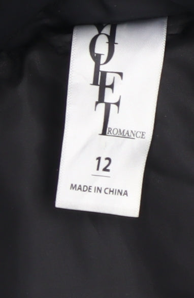 POET ROMANCE Women’s Black Quilted Padded Waistcoat Size 12