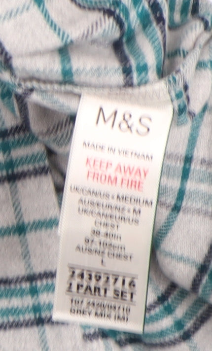 Marks & Spencer Mens Grey Check Cotton Flannel Pyjama Top M