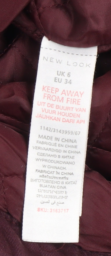 New Look Women's Red Faux Fur Hooded Parka Jacket Size 6