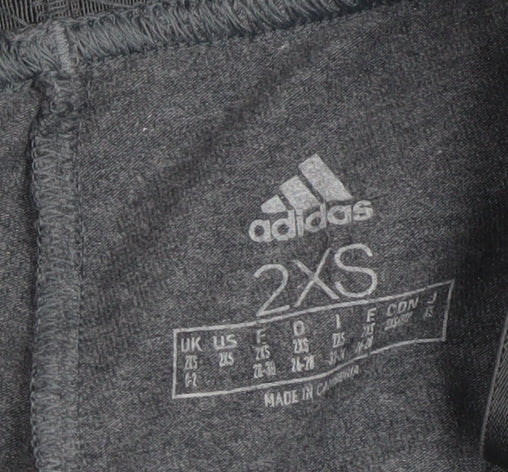 Adidas Womens Grey 2XS Leggings Stretch Cotton Side Stripe Activewear