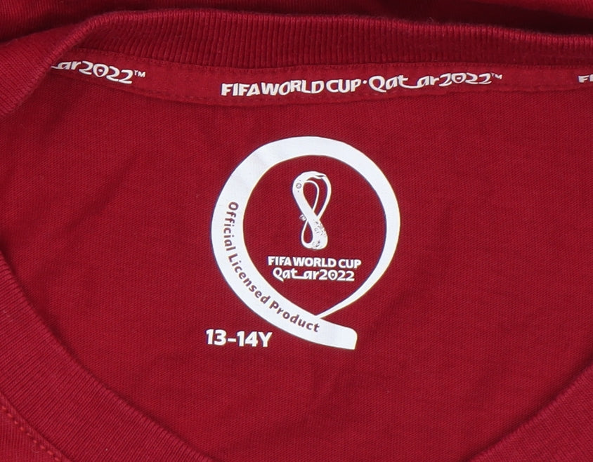 FIFA World Cup Qatar 2022 Boys Red T-Shirt 13-14 Years 100% Cotton