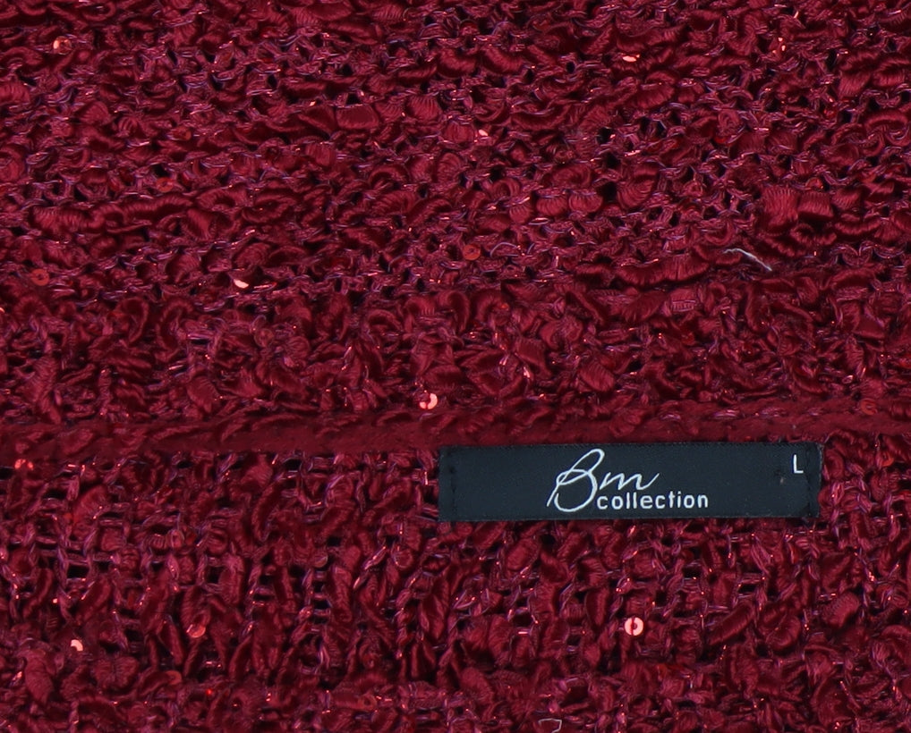 Bonmarché Women Red Sequin Knit Pullover Jumper Size L