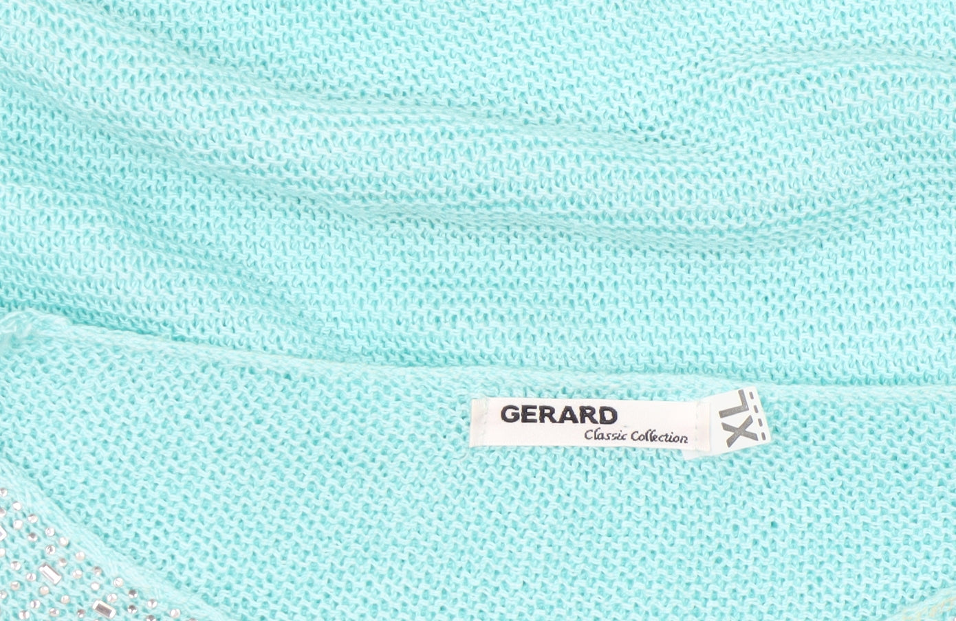 Gerard Women's Blue Beaded Knit Pullover Jumper XL