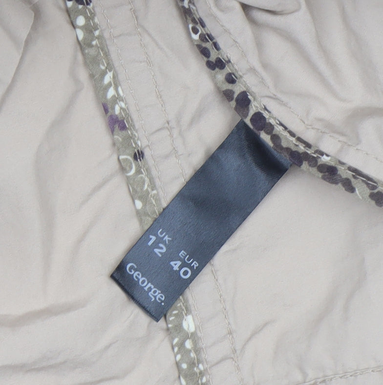 George Women Beige Cotton Anorak Jacket Size 12 Mid-Length