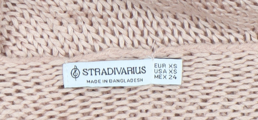 Stradivarius Women’s Beige Chunky-Knit Boat Neck Pullover Jumper XS