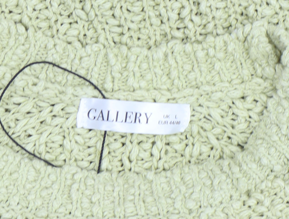 Gallery Womens Green Chunky Knit Cotton Pullover Jumper Size L