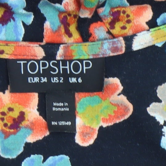 Topshop Women's Multicoloured Floral Fit & Flare Short Dress Size 6