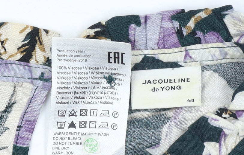 Jacqueline de Yong Womens Floral Blouse Multicoloured Size 12 Viscose Tunic Top