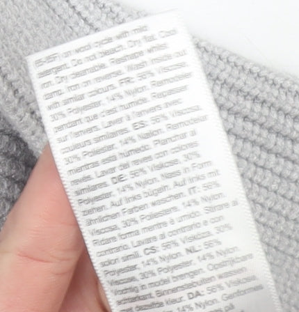 Seraphine Womens Grey Ribbed Knit Long Sleeve Open Cardigan Size S