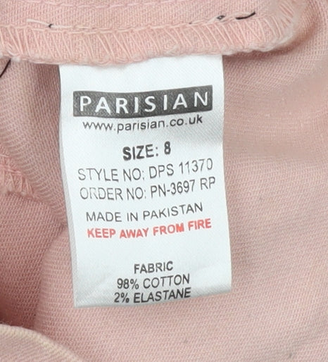 Parisian Women Pink Zip Front Short Sleeve Playsuit UK 8 Cotton Blend