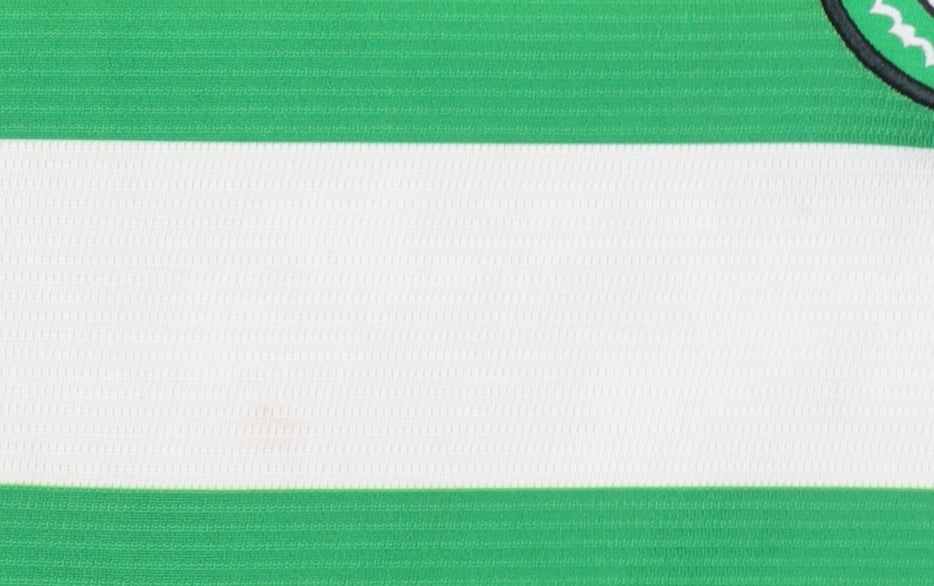 New Balance Boys Green Striped Collared Football Jersey Size 146