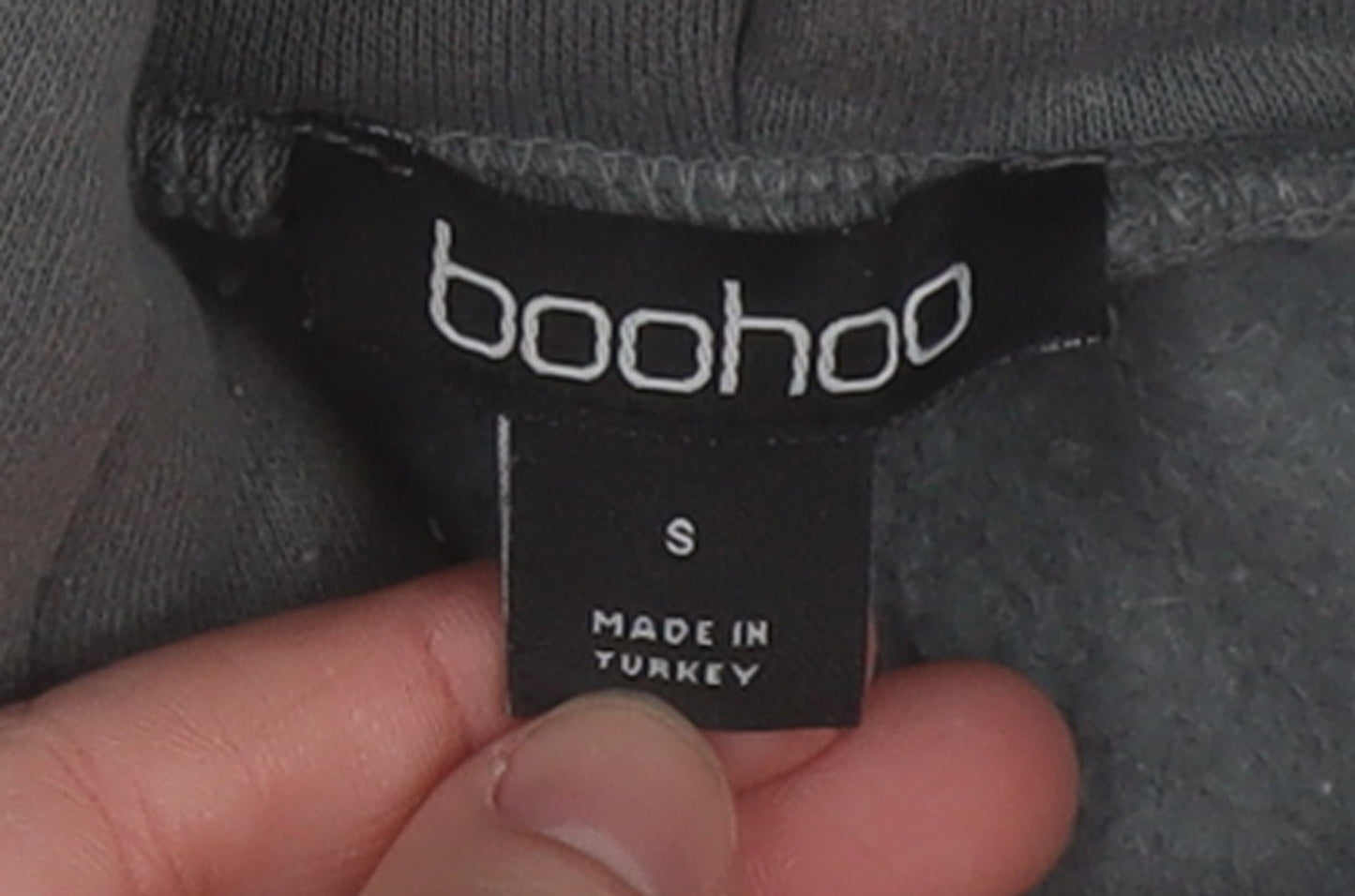 Boohoo Women’s Grey Pullover Hoodie Small Cotton Blend Casual