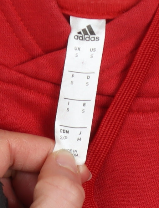 Adidas Men's Red Pullover Hoodie Small Regular Fit Fleece Sweatshirt