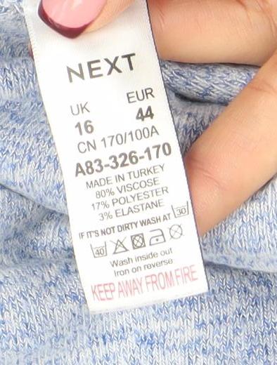 NEXT Women's Blue Crew Neck Long Sleeve Pullover Jumper Size 16