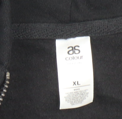 AS Colour Men's Black Full Zip Hoodie XL Graphic Live 2023 Sweatshirt