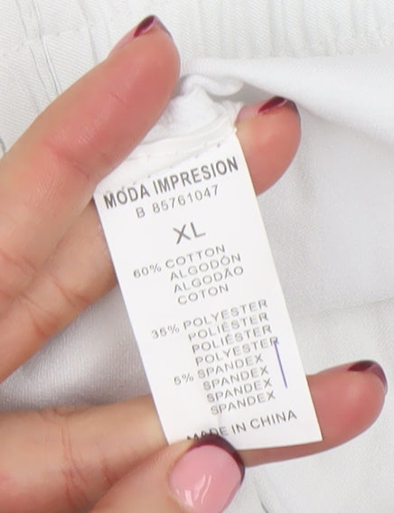 Moda Impresion Womens White XL Cargo Shorts Cotton Blend