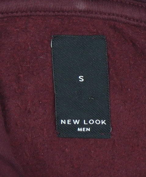 New Look Men’s Red Pullover Hoodie Size S Regular Fit Fleece
