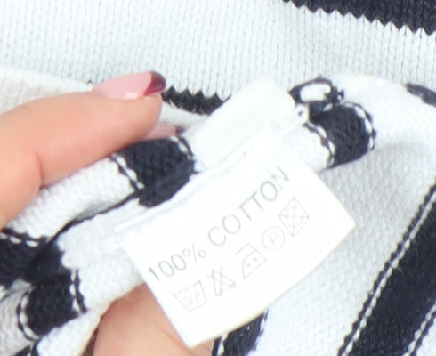 Hublot Women’s White Navy Striped Cotton Boat Neck Jumper S
