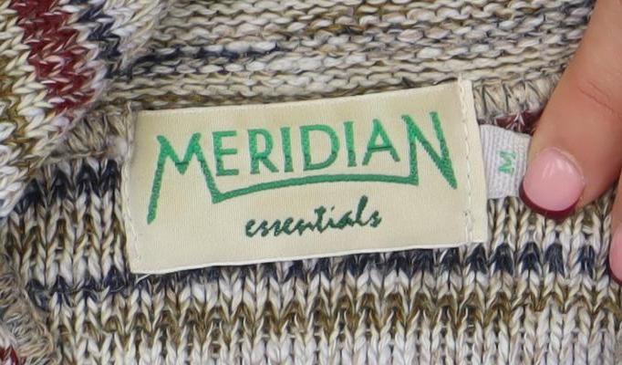 Meridian Essentials Womens Multicoloured Collared Striped Knit Jumper M