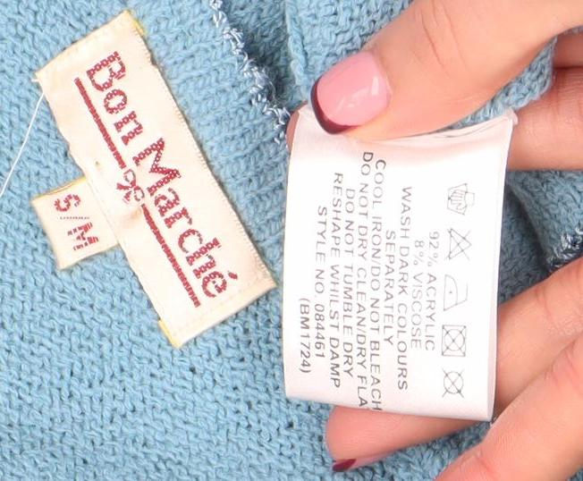 Bon Marché Women's Blue Embroidered Cardigan S/M Acrylic Viscose