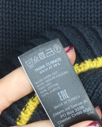 Marks & Spencer Women's Black Cotton Blend Pullover Jumper L