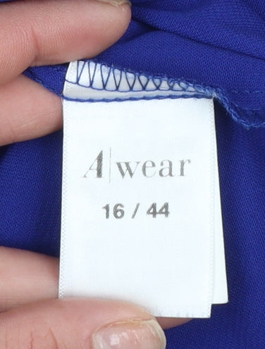 A|wear Women’s Blue Short Sleeve Frill Shift Dress Size 16