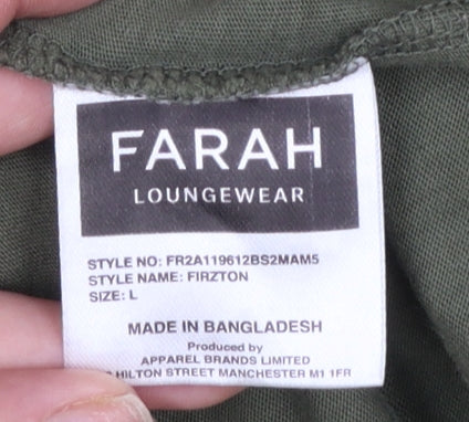 Farah Men's Green Cotton Crew Neck Short Sleeve Lounge T-Shirt Size L