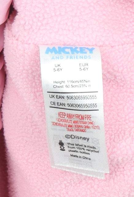 Disney Girls Pink Minnie Mouse Puffer Jacket 5-6 Years Quilted Winter Coat