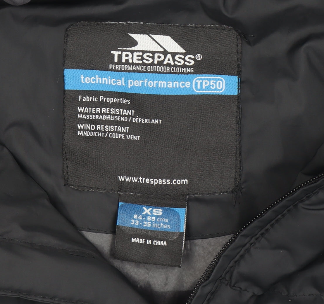 Trespass Men’s Black XS Puffer Jacket Hooded Water Resistant Winter Coat