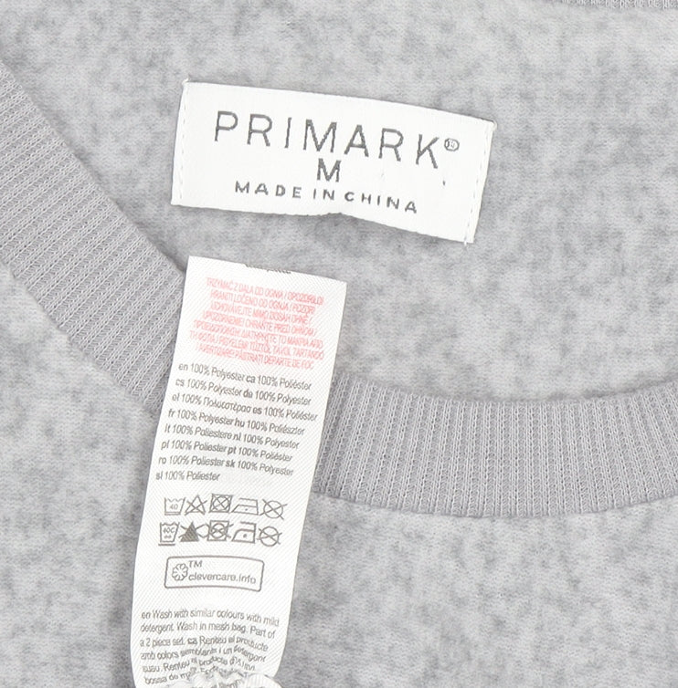 Primark Womens Grey Fleece Pullover Jumper Size M Long Sleeve
