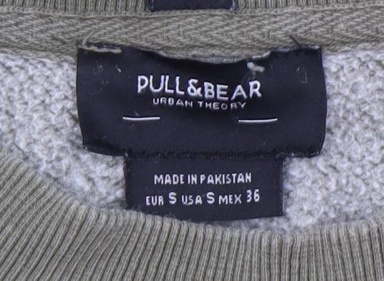 Pull&Bear Men's Green Crew Neck Sweatshirt Size S Classic Fit