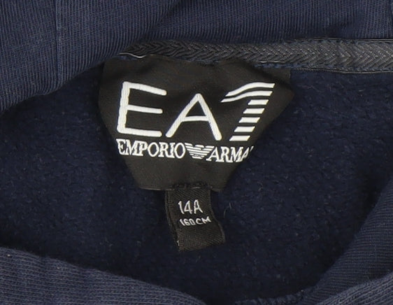 Emporio Armani EA7 Boys Navy Blue Pullover Hoodie Size 14 Years Cotton Blend