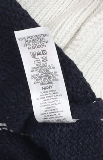 Dunnes Men’s Blue White Striped Crew Neck Knit Jumper Size M