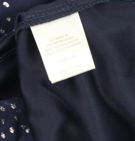 Trixxi Girl Blue Polka Dot Puff Sleeve Tunic Blouse Size 10