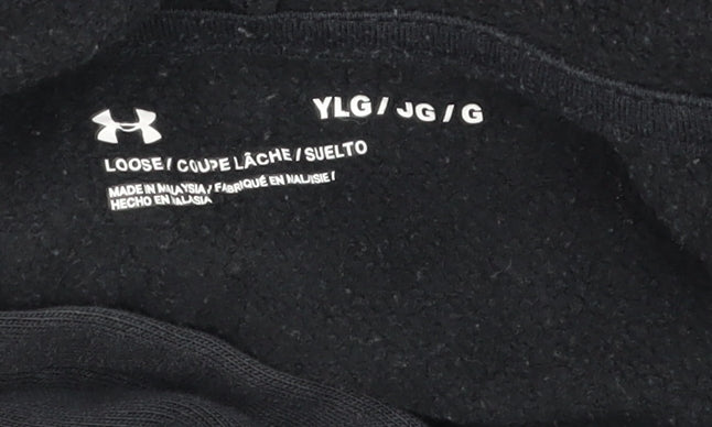 Under Armour Womens Black Pullover Hoodie YLG Loose Fit Logo Sweatshirt