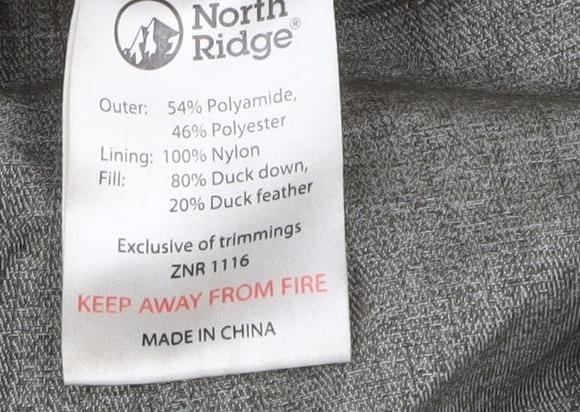 North Ridge Womens Grey Size 14 Winter Padded Parka Jacket