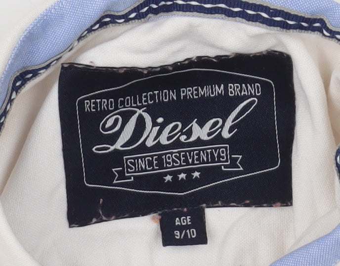 Diesel Boys Beige Button-Up Long Sleeve Shirt Age 9-10 Retro Style