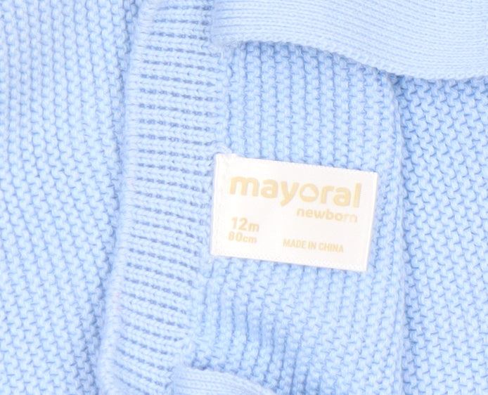 Mayoral Blue Knit Baby Dungaree 12 Months Unisex Comfortable One-Piece