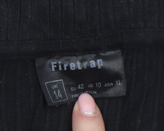 Firetrap Women's Black Cropped Button-Up Shirt Size 14